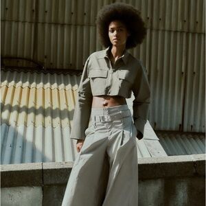 Zara Cropped Garbadine Shirt